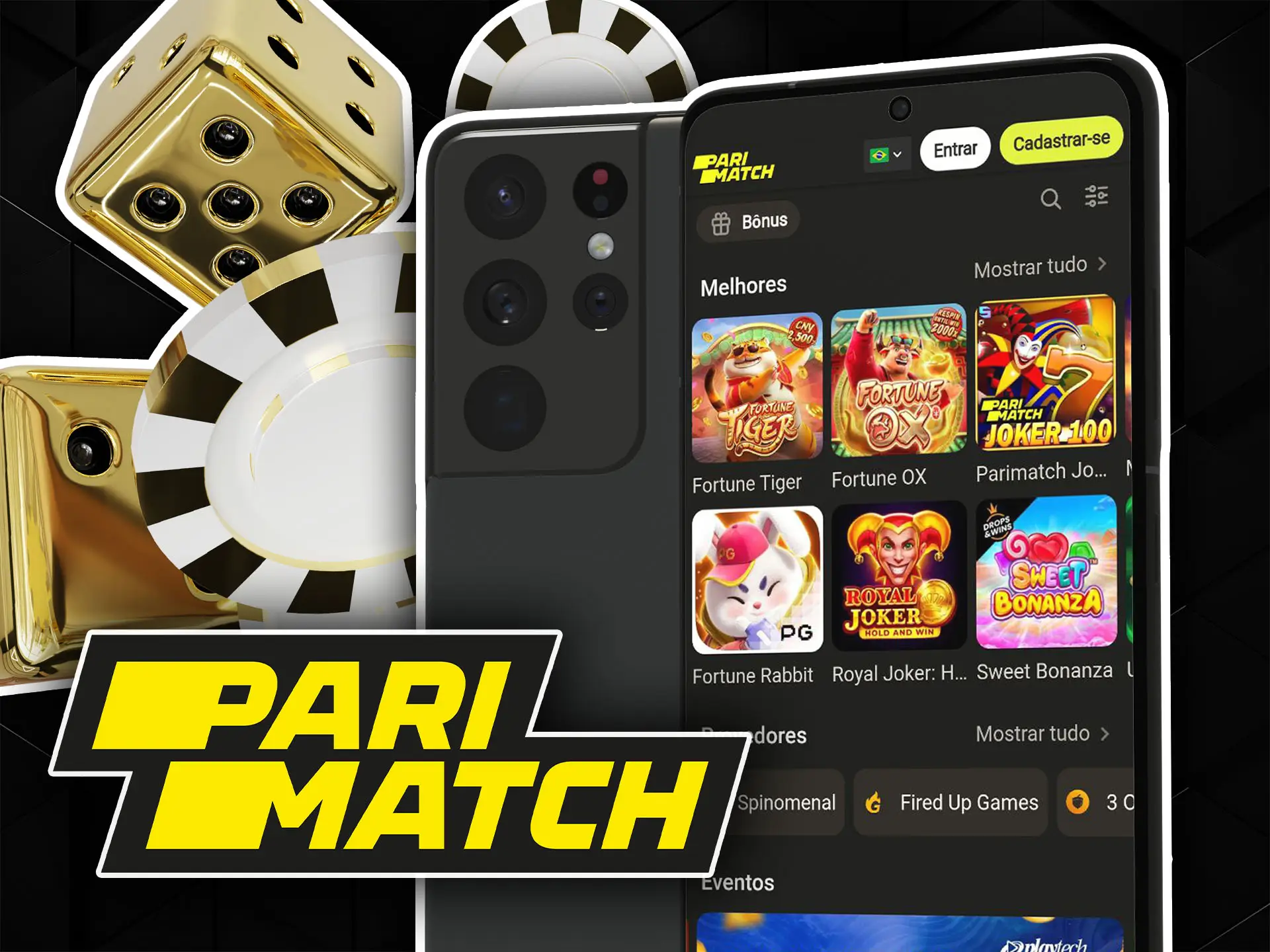 Slots online no aplicativo Parimatch.