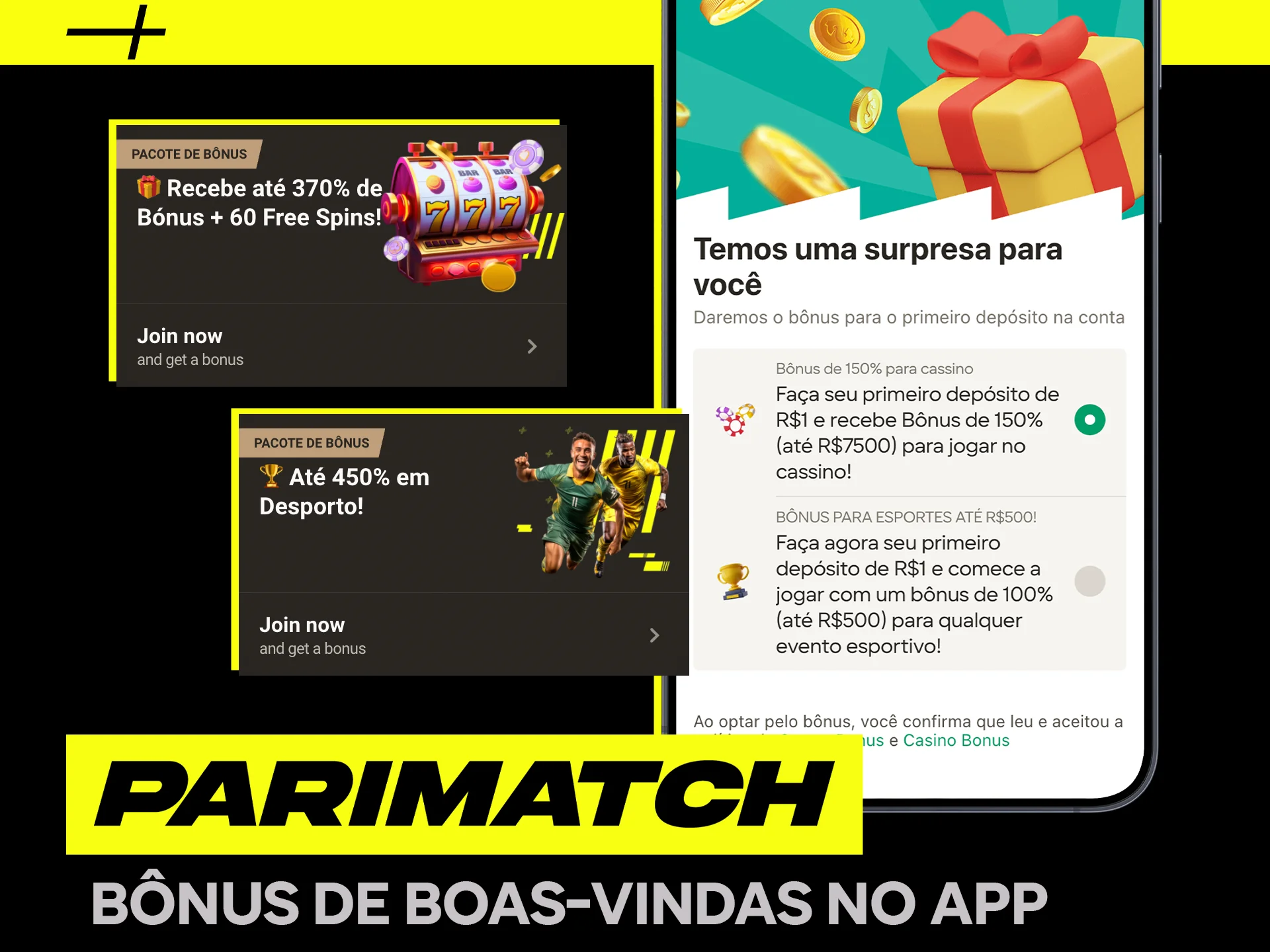 Bônus de boas-vindas no aplicativo Parimatch.