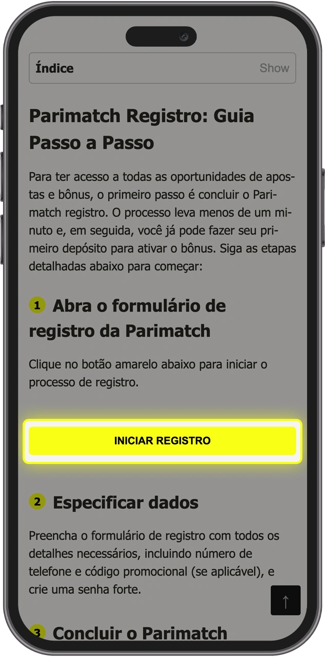 Abra o formulário de registro.