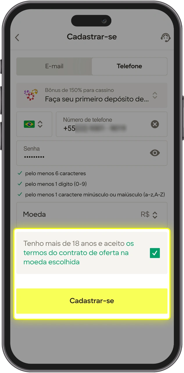 Conclua seu processo de registro.