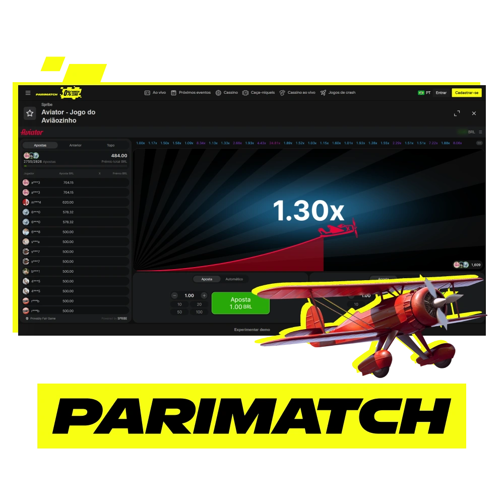 Jogue Parimatch Aviator no Brasil.