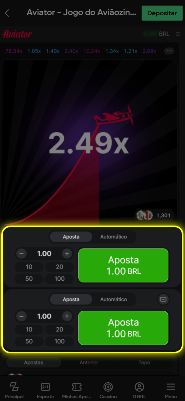 Faça sua aposta e comece a jogar.