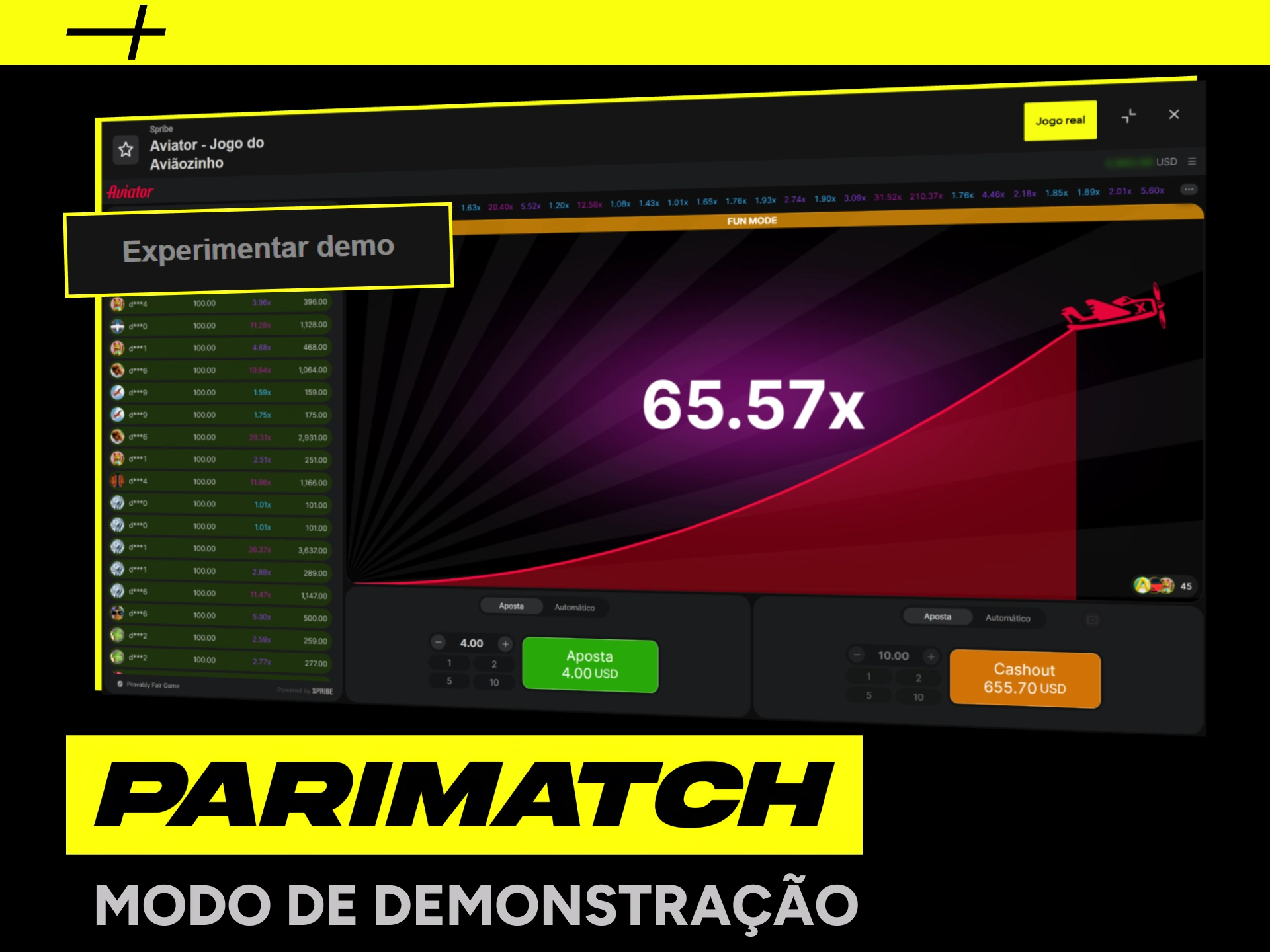 Experimente a modo de demonstração do jogo Aviator Parimatch.