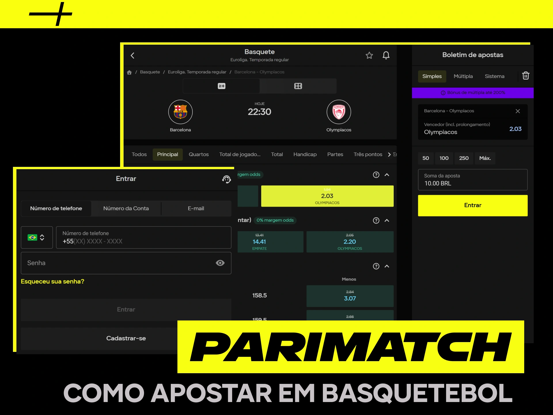 Crie uma conta para acessar as apostas em basquete na Parimatch.