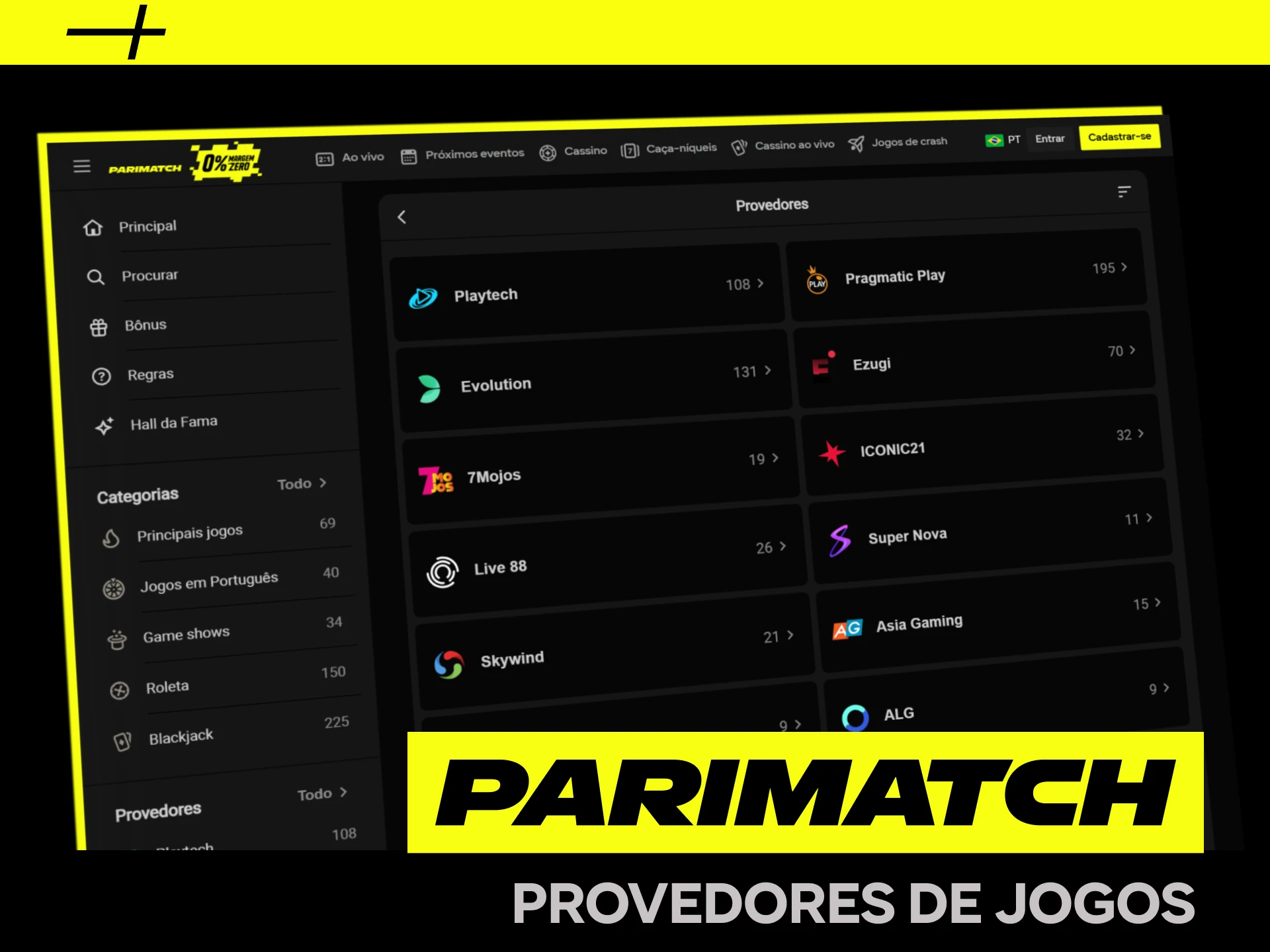 Juegos de los proveedores más populares en Parimatch Brasil.